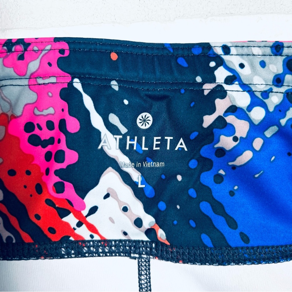 Athleta Be Free Crop Leggings Womens Multi Color Abstract Print Athletic Pants L - Picture 9 of 12